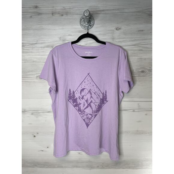 Eddie Bauer Shirt Womens Large Purple Graphic Crewneck Short Sleeve Outdoor - Picture 1 of 9